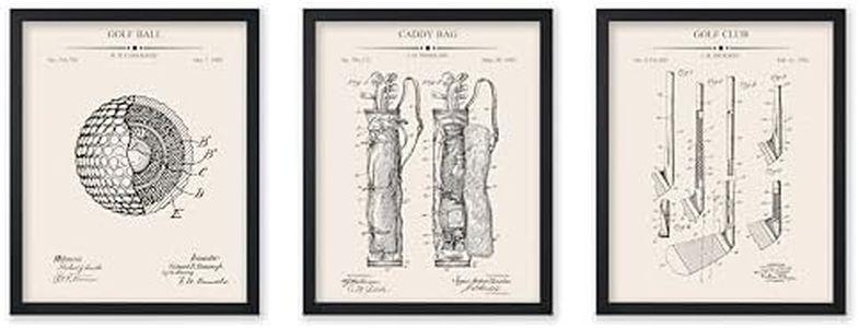 Poster Master 3-Piece Golf Blueprint Poster - Golf Ball Patent Print - Caddy Bag Art - Golf Club Art - Sports Art - Technical Drawing Art - Great Office or Gym Wall Decor - 11x14 UNFRAMED Wall Art