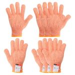 PATIKIL Cut Resistant Gloves, 4 Pair Level 5 Protection Anti Cutting Gloves Cut Proof Gloves for Kitchen Wood Carving Working, Medium, Orange