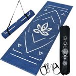 House of Handmade™ Premium Cotton Yoga Mat for Women Men with Assist Guide Lines, 7mm Thick, Size- 2X6 Feet, Strong Anti-Slip Mat for Home Workout, Pilates BLUE