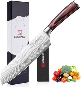 KEEMAKE 7" Santoku Knife, Razor Sharp Chef Knife with Ergonomic Handle