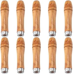 Pndeyo 10pcs Wooden File Handle with Strong Metal Collars, Medium Wooden Handle for 6"-8" File, Screwdriver Hand Drill File Handle