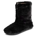 Polar Womens Memory Foam Zipper Faux Fur Covered Rubber Sole Indoor Outdoor Cosy Luxury Boot Slippers - Black - UK5/EU38 - YC0719