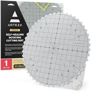 ARTEZA 14 Inch Premium Self-Healing Rotating Cutting Mat, Scalloped Edge, 360° Rotation, Locking Feature, for Quilting and Crafting