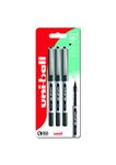 uni-ball UB-150 Eye Black Rollerball Pens. Premium Micro 0.5mm Ballpoint Tip for Super Smooth Handwriting, Drawing, Art, Crafts and Colouring. Fade and Water Resistant Liquid Uni Super Ink. 3 Pack