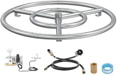 VEVOR 18 inch Round Drop-in Fire Pit Pan, Stainless Steel Fire Pit Burner Kit, Natural & Propane Gas Fire Pan with 150,000 BTU for Indoor or Outdoor Use