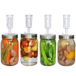 Fermentation Lids, Mason Jar Lids, Airlocks for Fermenting, 4 Sets Fermentation Kit for Wide Mouth Jars- Stainless Steel Wide mouth Mason Jar Fermenting Lids for Making Sauerkraut, Pickle, Hot Sauce