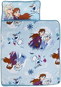 Disney Frozen 2 - Spirit of Nature Padded Nap Mat with Built in Pillow, Blanket & Name Label, Blue, Purple, Yellow