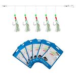 Luroad 6pcs Sea Fishing Rigs 30 Hooks, Pre Tied Mackerel Feathers Rigs with Luminous Beads Bionic Flying Insects Lure Rigs for Mackerel, Pollock, Cod, Herring, Bass (Fluro Flasher, Hook Size 16)