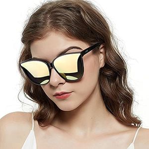 LVIOE Cat Eyes Sunglasses for Women, Polarized Oversized Fashion Vintage Eyewear for Driving Fishing - 99.99% UV Protection