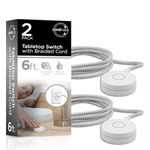 Cordinate Designer On/Off Switch Plug, 2 Pack, 6 Ft Braided Power Cord, 3 Prong, Slip Resistant Base, Tabletop or Wall Mount, Perfect for Lamps/Seasonal Lights, ETL Listed, White, 50033