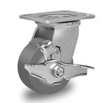 CWfutureparts 4"X2" Industrial Brake Casters, Thermoplastic Rubber Heavy Duty Casters for Hotels, Hospitals and School Carts- Load Capacity 350 Lbs Per Wheel (1 Pack)