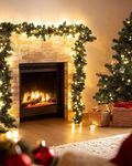 BADGESHAND 5M/16Ft Christmas Garland, Pre-Lit Artificial Chirstmas Garland Decoration with 100 LED Lights Christma Decorations, Christmas Garlandfor Stairs Fireplaces Xmas Decor