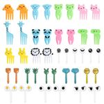 BendJoy® 50PCS Kids Fork for Fruits, Cute Animals Fruit Fork for Kids, Fork Fruit Cutter Shapes for Kids Toothpick Holder for Cake Dessert Pastry Party Reusable, Random Color