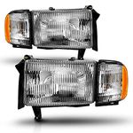 AmeriLite 1994-2001 Chrome Replacement Headlight And Corner Set For Dodge Ram Pickup Truck Left and Right Side