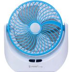 REXERA 2400mAh Rechargeable 7 Inch Desk Fan with LED Lighting| Rechargeable Fan| USB Charging Fan| 3 Fan Speed| 2-Light Brightness Setting| High Speed Table Fan for Home Office Travel (Blue)