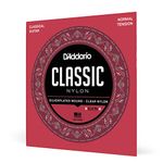 D'Addario Guitar Strings - Classic Nylon Guitar Strings - EJ27N Classical Guitar Strings - Silver Plated Wrap, Nylon Core, Clear Student Nylon Trebles - Normal Tension, 1-Pack