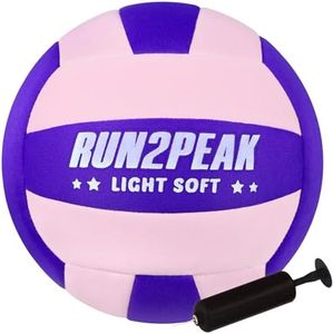RUN2PEAK Super Soft Light Volleyball - Safe and Quiet Fabric Volleyball Ball for Indoor Play - Official Size 5 Kids Youth Beginners Lightweight Volleyballs Trainer for House Yard Training Practice
