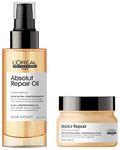 L'OREAL PROFESSIONNEL PARIS Absolut Repair Oil 10-In-1 Multi-Benefit Leave-In Hair Serum, Serie Expert, 90Ml & Absolut Repair Shampoo For Dry & Damaged Hair, Serie Expert, 300Ml