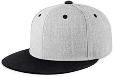 CHOK.LIDS Flat Bill Visor Classic Snapback Hat Blank Adjustable Brim High Top End Trendy Color Style Two Tone Baseball Cap (Ash/Black)