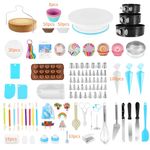 507 PCS Cake Decorating Kit 3 Packs Springform Cake Pans, Cake Rotating Turntable, 48 Piping Icing Tips, 7 Russian Nozzles, Baking Supplies, Straight-Angled Spatula, Chocolate Mold Baking