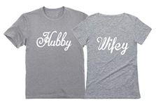 Tstars Hubby Wifey Matching Shirts for Couples His & Hers Gift for Husband and Wife Hubby Gray XXX-Large/Wifey Gray Medium