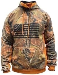 TrailCrest by Treel Men's Hoodie Sweatshirt-Comfortable, Stylish Camo Jacket for Outdoor Activities, Hunting and Casual Wear. Camo and Brown, XL