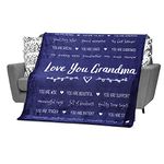 FILO ESTILO Grandma Gift for Birthday, for Grandma from Grandkids, Granddaughter, Grandson, Grandmother Throw Blanket, Presents for Grandma, 152x127 cm (Fleece, Blue)