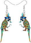 RAIDIN Acrylic Creative Cute Halloween Pirate Series Parrot Earrings for Women Girls Scarlet Macaw Dangle Drop Hook Earrings Jewelry Gifts for Bird Lovers (Multi)