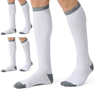 CS CELERSPORT 3 Pairs Compression Socks for Men 20-30mmHg Circulation Socks For Running, Traveling, Shin Splints, Nurse, Athletic And Pregnancy White