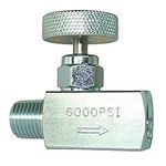 PIC Gauge NVS-CS-1/4-GS180-FXF Carbon Steel Small Body Straight Needle Valve with Round Handle (Gas), 1/4" Female NPT x 1/4" Female NPT Connection Size, 6000 psi Pressure