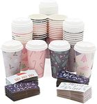 16 oz Disposable Christmas Coffee Cups with Lids and Sleeves, 4 Holiday Designs (48 Pack)