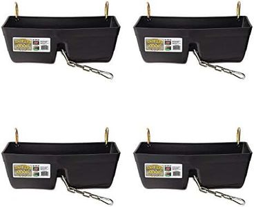 Little Giant FF16BLACK 9 Quart Heavy Duty Plastic Feed Trough Bucket Fence Feeder with Clips for Livestock & Pets, Black (4 Pack)