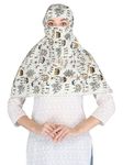 Scarf Bandana Face Cover Cotton Mask For Women and Girls Sun Smoke Dust pollution Protection Bike Automobile Under Helmet Cover Heaf Wrap (White HandiCraft Print)