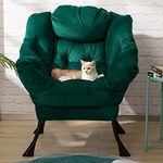 HollyHOME Armchair Velvet Reading Chair Bedroom chair Accent Chair Comfy Chair Lounge Chair with Armrests Leisure Sofa Chair with Steel Frame, Green