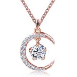 TIANYU GEMS 0.5 Ct Moissanite Necklace For Women S925 Sterling Silver Yellow Gold Plated Pendant Necklace DF VVS Color Moisanite Diamond Necklace Jewelry Gift Chain 16+2 In, Sterling Silver,