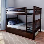 Max & Lily Solid Wood Full Over Full Bunk Bed with Trundle Bed, Espresso