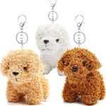 Anboor 3pcs Small Stuffed Animals—4.8 Inch Cute Puppy Dog Plush Stuffed Animal with Keychain for Party Favors Kindergarten (Brown,White,Light Brown)