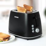 Borosil Krispy Pop-up Toaster, Black, 2-Slice Toaster, 7 Browning Settings, Removable Crumb Tray, 750 W