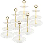 AKOLAFE 6 Pack 3 Tier Cake Stand White Cake Stand Plastic Afternoon Tea Stands Cup Cake Fruit Dessert Stand Display Cupcake Stand for Wedding, Birthday, Party