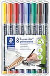Staedtler Lumocolor Universal Pen, Medium, Felt Tip, Permanent Marker, Box of 8 Assorted Color Pens, 1.0mm 317 WP8