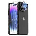 FLOVEME for iPhone 14 Pro Max Case, with [2 Pcs for iPhone 14 Pro Max Screen Protector +1 Pcs Camera Lens Protector], Silicone Edge Protective[10 FT Military Drop Proof], Compatible with Magsafe
