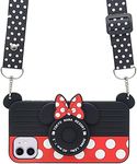 Crossbody Strap Ultra Thick Soft Silicone Case Cover for Apple iPhone 12 Pro Max Minnie Mouse Camera Shaped Walt Disney Disneyland 3D Cartoon Cute Lovely Funny Kids Girls Women