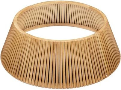 Best Choice Products 42in Christmas Tree Collar, Solid Wood Slatted Tree Skirt Holiday Accessory for Home - Natural