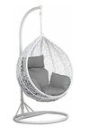 City Outdoor Furniture_Single Seater Swing Chair with Stand & Cushion & Hook Outdoor || Indoor || Balcony || Garden || Living_(Black, Silver Cushion)