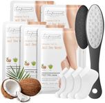Feet Peeling Mask (5 Pairs), 3 in 1 Feet Mask + Feet Scrubber + Socks, Foot Mask Moisturising for Cracked Heels, Callus, Natural Exfoliating for Foot Dead Skin, Foot Peel for Women & Men