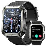 HOFIT Fitness Tracker Smart Watch, Bluetooth Call(Answer/Make Call), Christmas/Birthday Gifts for Men, Mens Watches, Military Smart Watches, 1.83in HD Touch Screen, Fitness Watch for Android iOS