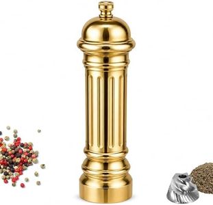 Aurevit Metal Pepper Grinder with Stainless Steel Core, Heavy Duty High Output Pepper Mill with Adjustable Coarseness, All-Metal Construction, Refillable (Gold)