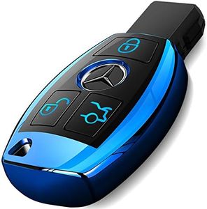 Intermerge for Mercedes Benz Key Fob Cover, Premium Soft TPU Key Case Cover Compatible with Mercedes Benz C E S M CLS CLK G Class Keyless Smart Key Fob_Blue