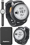 Bushnell iON Edge (Black) GPS Golf Watch Power Bundle | with PlayBetter Portable Charger & HD Tempered Glass (x2) | Touchscreen, Auto-Course, & Movable Pin | 38,000 Courses | Golfers Rangefinder Watch