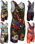 KO Sports Gear - Unisex Wrestling Singlet, Comfortable & Breathable, 4 Way Stretch, Gymnastics, Running, Weightlifting (Paint Splatter, Adult Large)